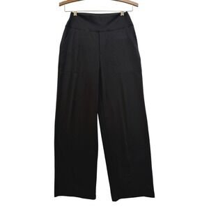 G4free Womens Black Wide Leg Yoga Pants High Waist Pockets Size 6 29" Inseam